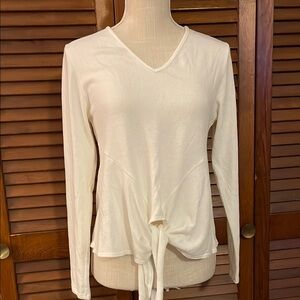 Women's White V-Neck Tie-Front Top